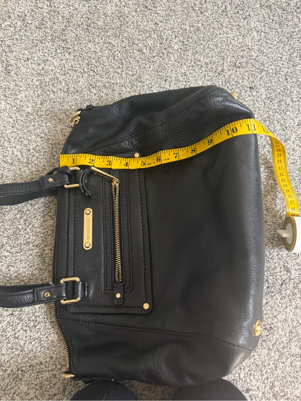 Michael Kors Black Pebbled Leather Satchel Shoulder Bag | Gold Hardware - Picture 12 of 14